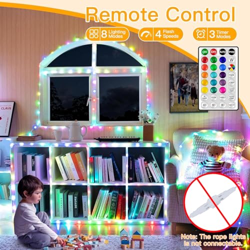 Ollny USB Rope Lights Outdoor Color Changing with Remote, 33FT 100 LED Waterproof String Lights, 18 Colors Fairy Christmas Light for Indoor Bedroom Party Garden Wedding Holiday Decorations - Image 4