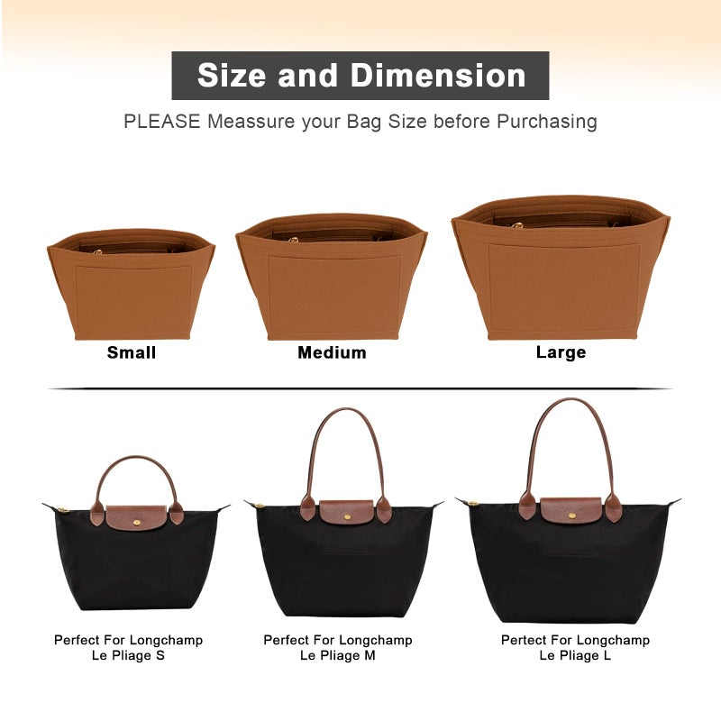 LOUKAYCCI Purse Organizer Insert for Le Pliage Medium Handbags Insert Organizer (Brown, Medium) - Image 4