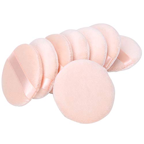 Senkary 8 Pieces Face Powder Puffs Soft Cotton Makeup Powder Pads for Loose, Setting, Pressed and Body Powder (3.35 Inch) - Image 1