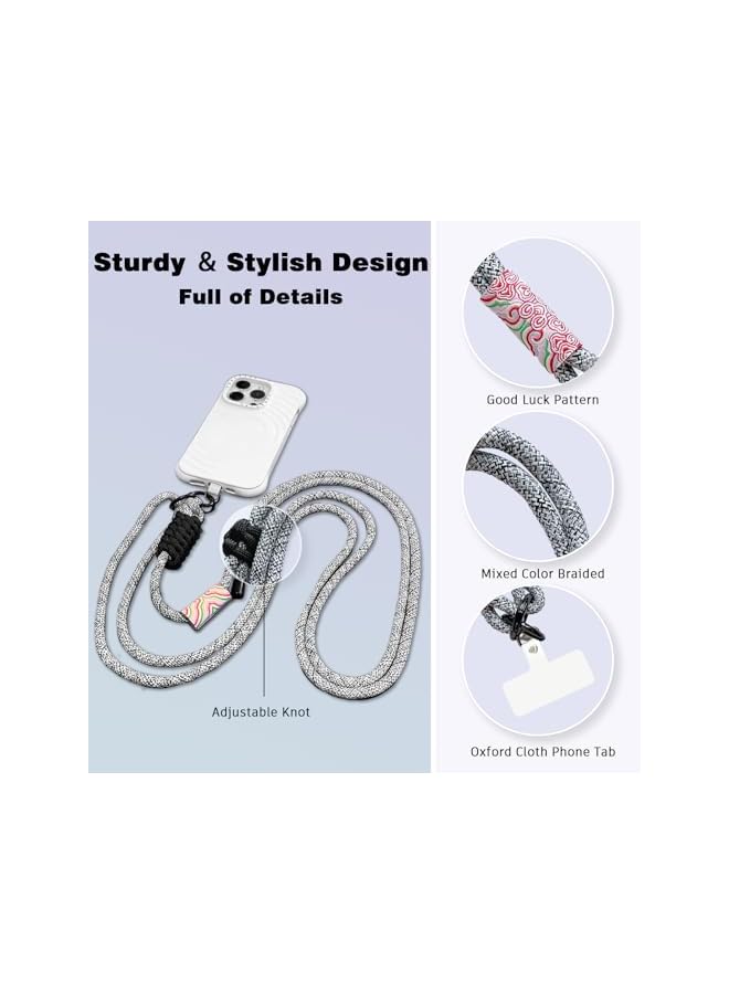 Green Tiger PARACOSM Phone Lanyard, Crossbody Cell Phone Lanyard with Adjustable Nylon Neck Strap for Universal Mobile Phone, Two-Color Braided with Tether Tab Anti-lost - Image 2