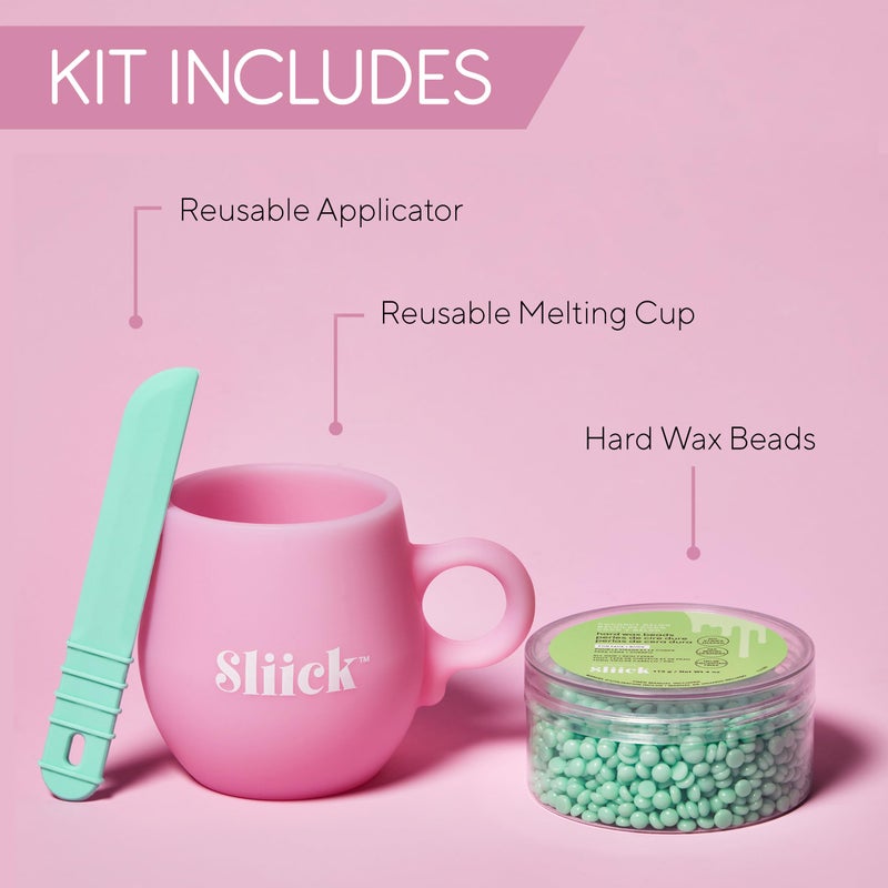 Sliick At Home Waxing Kit for Women, Pink â€“ Coconut Melon, Hard Wax Kit for Hair Removal, Microwave Melting Cup, Applicator & Beads, At Home Wax Set - Image 4