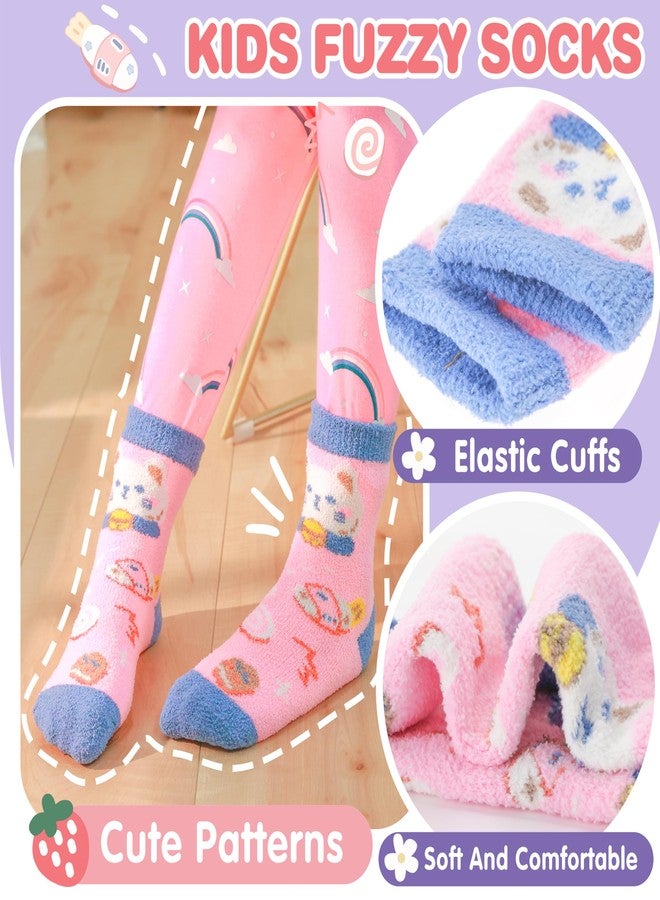 ANTSANG Toddler Kids Girls Fuzzy Grips Socks Non Slip/Anti Skid Slipper Socks Warm Crew Cute Animal Fashion Cartoon Child Socks 6 Pairs Girls Gifts Stocking Stuffers(Cat,4-7 Years) - Image 4