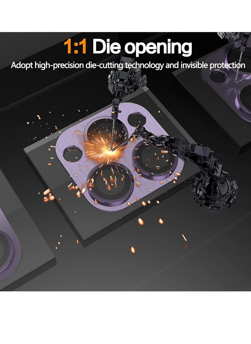 vesus Designed for iPhone 14 Pro Max Camera Lens Protector, for iPhone 14 Pro Camera Lens Protector, 3D Alloy Metal and Tempered Glass Camera Screen Protector, Full Coverage Protection - Image 2