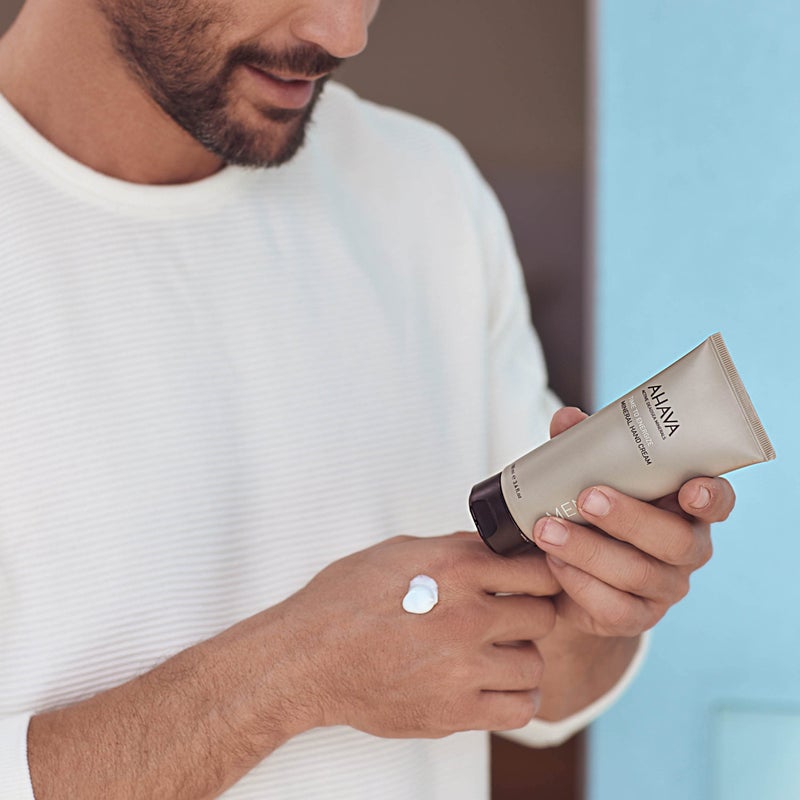 AHAVA Men's Mineral Hand Cream - Nourishing & Fast-Absorbing, Smoothes & Relieves Hands, Prevents Dryness, enriched with G-Force: Ginger Root, Ginseng, Ginkgo Biloba Leaf & Green Tea, 3.4 Fl.Oz - Image 4