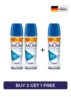 MUM Deodorant Roll-on - Brisa Fresh, 48-Hrs Protection, Quick Drying Formula For All Skin Type, Pack of 3, 75ml Each  - Image 1