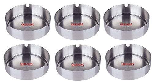 Olrada Round Stainless Steel Cigarette Ashtrays for Outdoors and Home (Pack of 6pcs) - Image 2