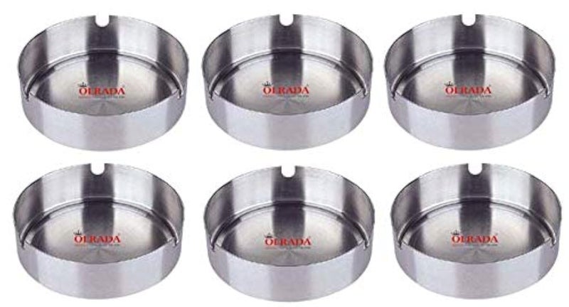 Olrada Round Stainless Steel Cigarette Ashtrays for Outdoors and Home (Pack of 6pcs) - Image 1