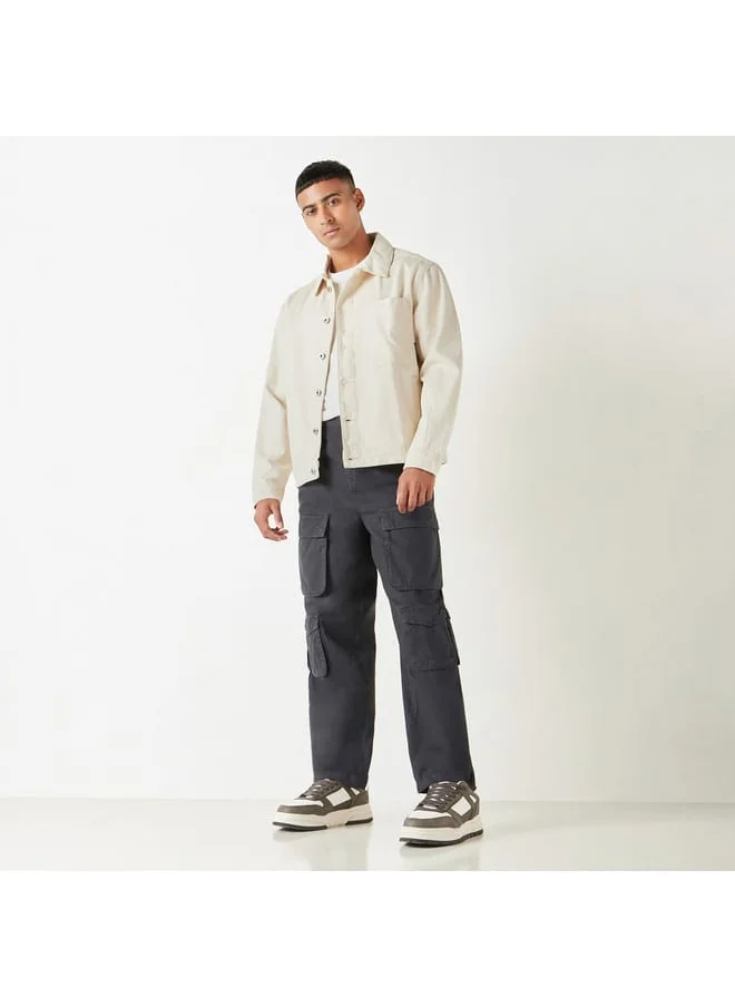 Lee Cooper Lee Cooper Solid Denim Jacket with Long Sleeves and Pockets