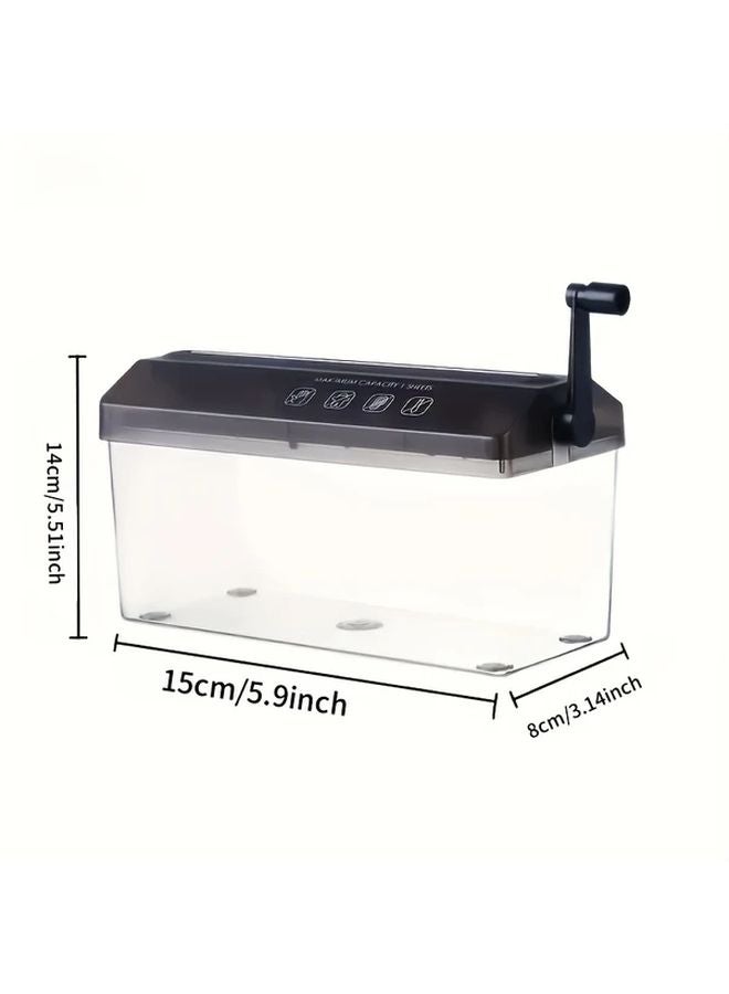 Black Manual Paper Shredder Portable Desk Organizer Secure Document Destruction Durable Plastic Compact Design Home Office Use - Image 3