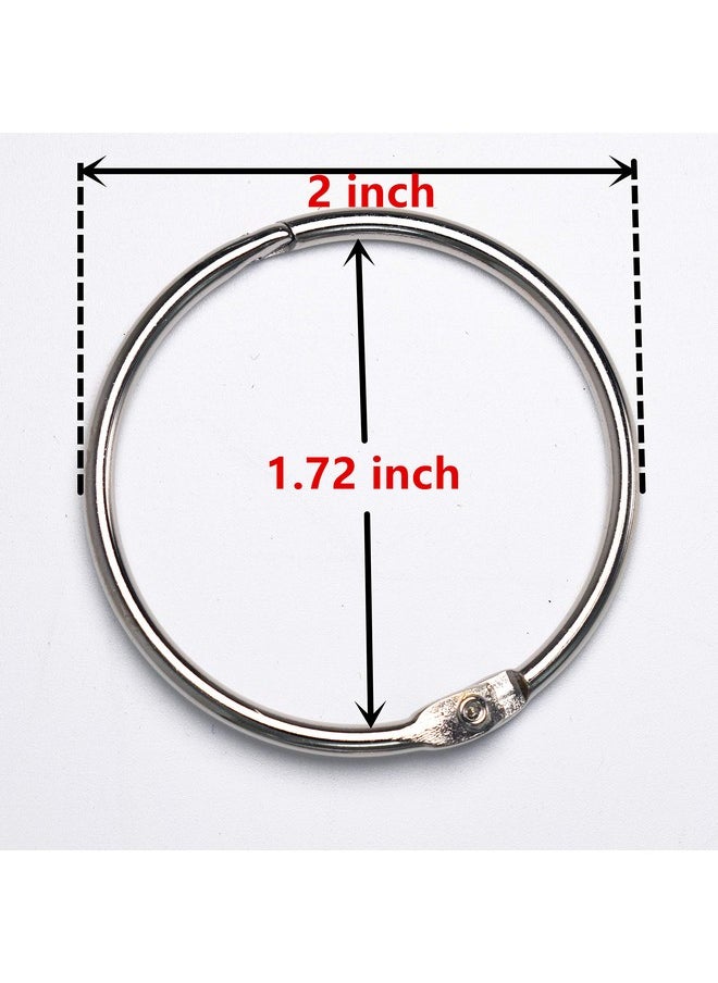 GOTOONE Loose Leaf Binder Rings Office Book Ring Clips 2 Inch (20 Pack) For Index Cards Note Paper Metal Nickel Plated (Silver)  - Image 2