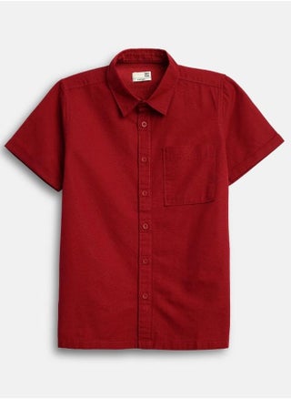 Boy's shirts in regular fit red colour cotton fabric embellished pattern pull over closure woven weave type round collar type round neckline half sleeve length button down upper body wear type suitable for casual occasions – bring home style that tells a story. - pzsku/ZCD9050A062CAC2817FC2Z/45/1745407909/61fde16d-22cd-4ba7-82ad-8ce2ad3635fd