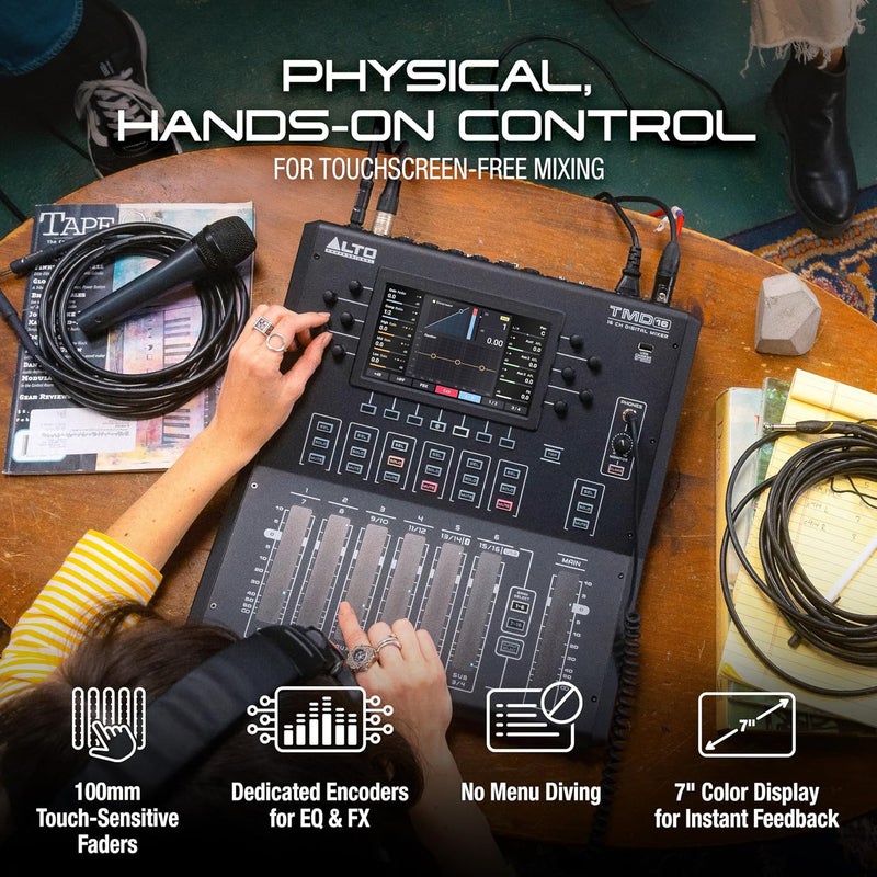 ALTO TMD16 16-Channel Digital Mixer with Bluetooth and 7" Display, Capacitive Touchfaders, EQ and FX - Image 3