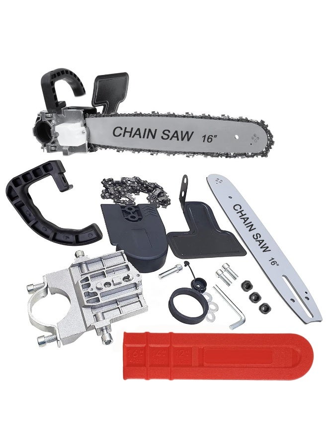 16" Chainsaw Attachment Bracket Adapter Set for Angle Grinder – Electric Chain Saw Conversion Kit with Chain, Guide Bar, Guard & Handle – Wood Cutting & Pruning Accessory - Image 1