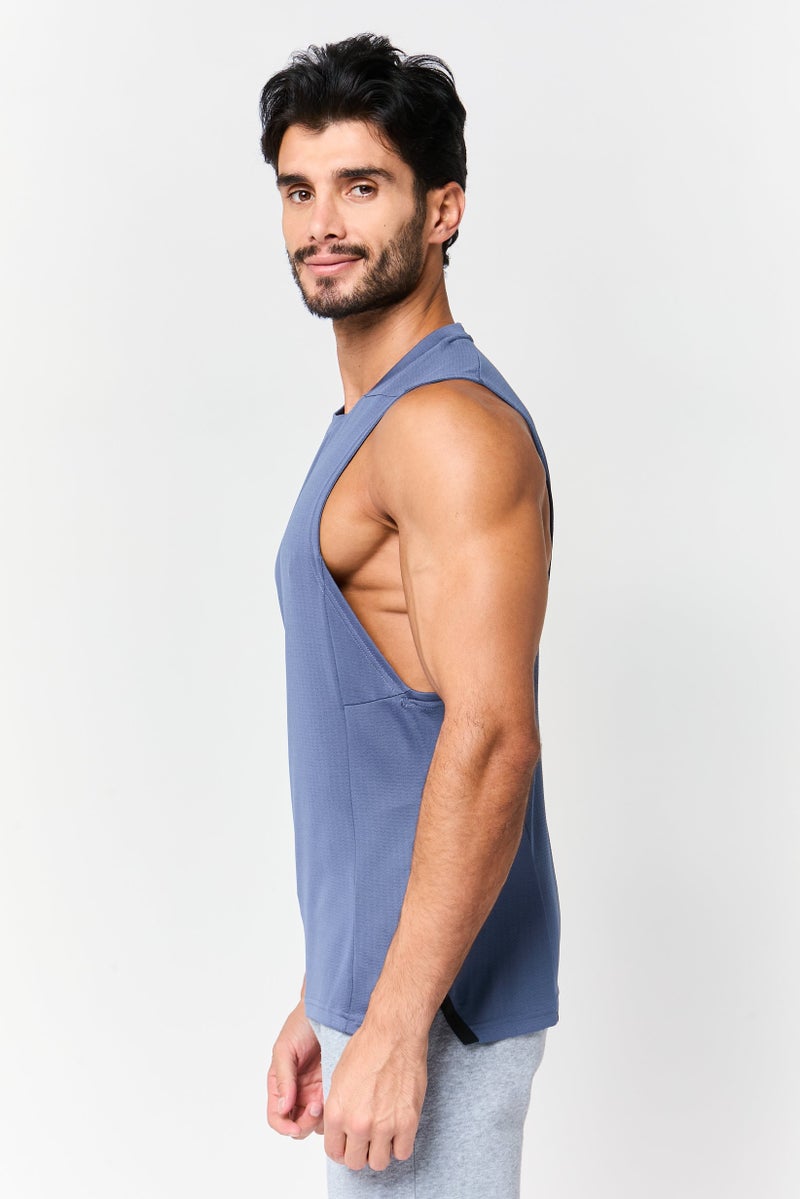 Adidas Men Slim Fit Sleeveless Training Vest, Slate Blue - Image 2