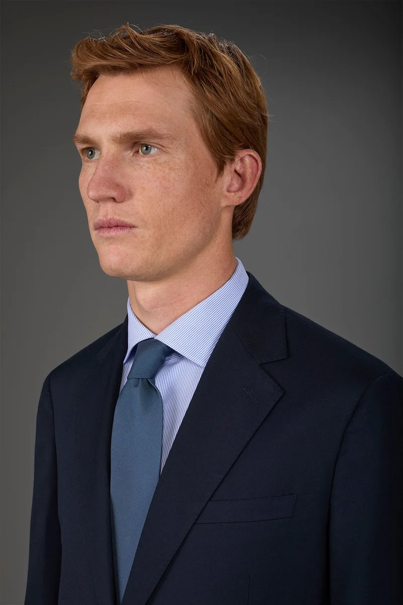 Doppelganger Men's single-colour silk tie - Avio