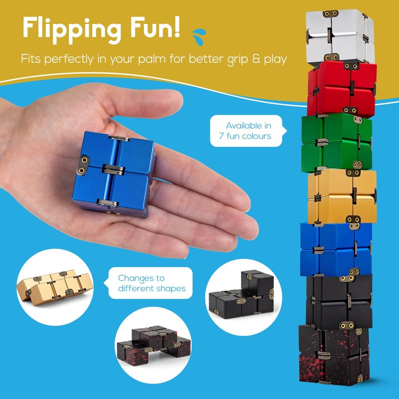 PILPOC theFube Infinity Cube Fidget Desk Toy - Aluminum Infinite Magic Cube with Case, Sturdy, Heavy, Relieve Stress and Anxiety, for ADD, ADHD, OCD (Black) - Image 5