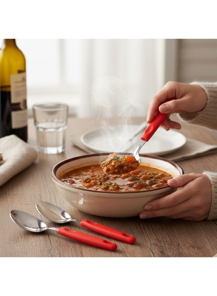 ديسينت ديسنت تيبل سبون سِت أوف 6 | ستينلس ستيل تي سبونز | إيرغونومِك هاندل | ميرر فينيش | دزرت سبونز فور هوم، كيتشن، ريستورانت، ديش واشر سيف - Image 2