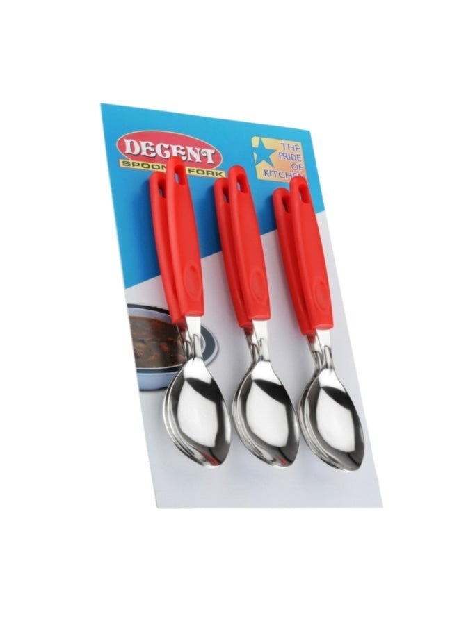 ديسينت ديسنت تيبل سبون سِت أوف 6 | ستينلس ستيل تي سبونز | إيرغونومِك هاندل | ميرر فينيش | دزرت سبونز فور هوم، كيتشن، ريستورانت، ديش واشر سيف - Image 3