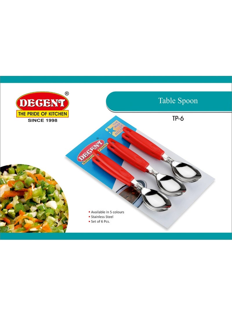 ديسينت ديسنت تيبل سبون سِت أوف 6 | ستينلس ستيل تي سبونز | إيرغونومِك هاندل | ميرر فينيش | دزرت سبونز فور هوم، كيتشن، ريستورانت، ديش واشر سيف - Image 4