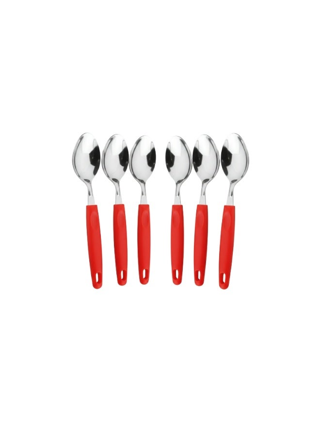 ديسينت ديسنت تيبل سبون سِت أوف 6 | ستينلس ستيل تي سبونز | إيرغونومِك هاندل | ميرر فينيش | دزرت سبونز فور هوم، كيتشن، ريستورانت، ديش واشر سيف - Image 1