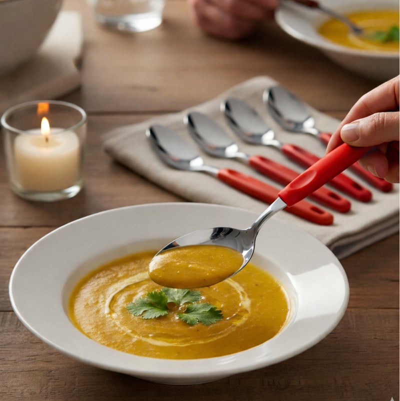 ديسينت ديسنت تيبل سبون سِت أوف 6 | ستينلس ستيل تي سبونز | إيرغونومِك هاندل | ميرر فينيش | دزرت سبونز فور هوم، كيتشن، ريستورانت، ديش واشر سيف - Image 5