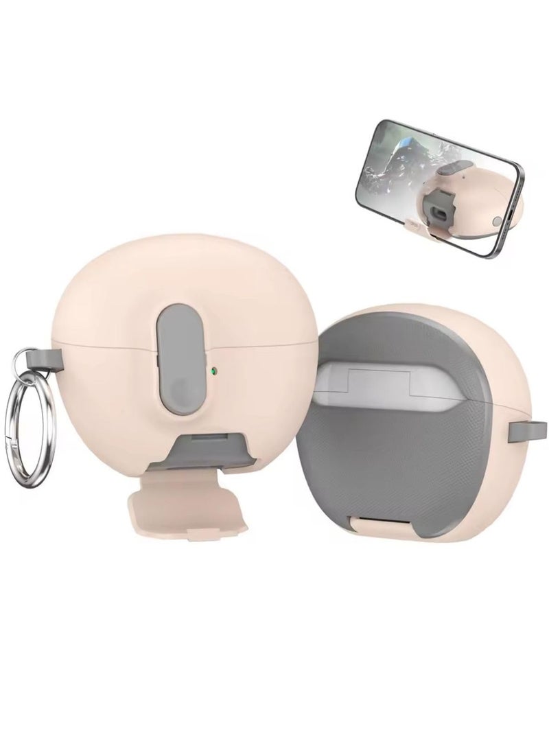فكرة جراب سيليكون Fekra متوافق مع سماعات Huawei FreeBuds 6i / FreeBuds 5i، غطاء حماية من السيليكون بتصميم أزرار جهاز ألعاب 3D، جراب مقاوم للصدمات مع حلقة مفاتيح، لسماعات Huawei FreeBuds 6i / 5i (لون وردي). - Image 1