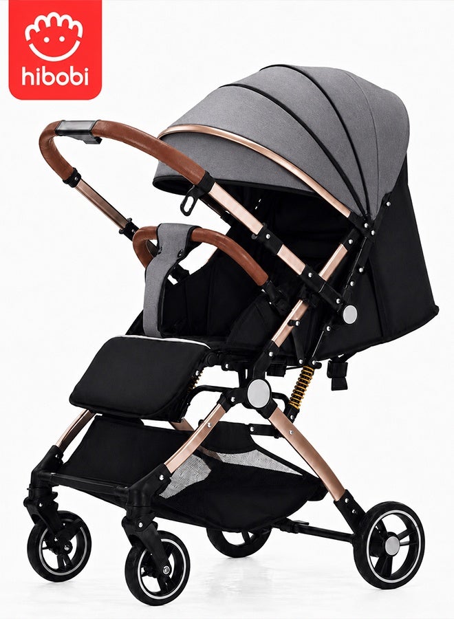 hibobi Portable Foldable Luxury Multi-Function Baby Stroller Reversible Handle Anti-Shock Springs - Image 1
