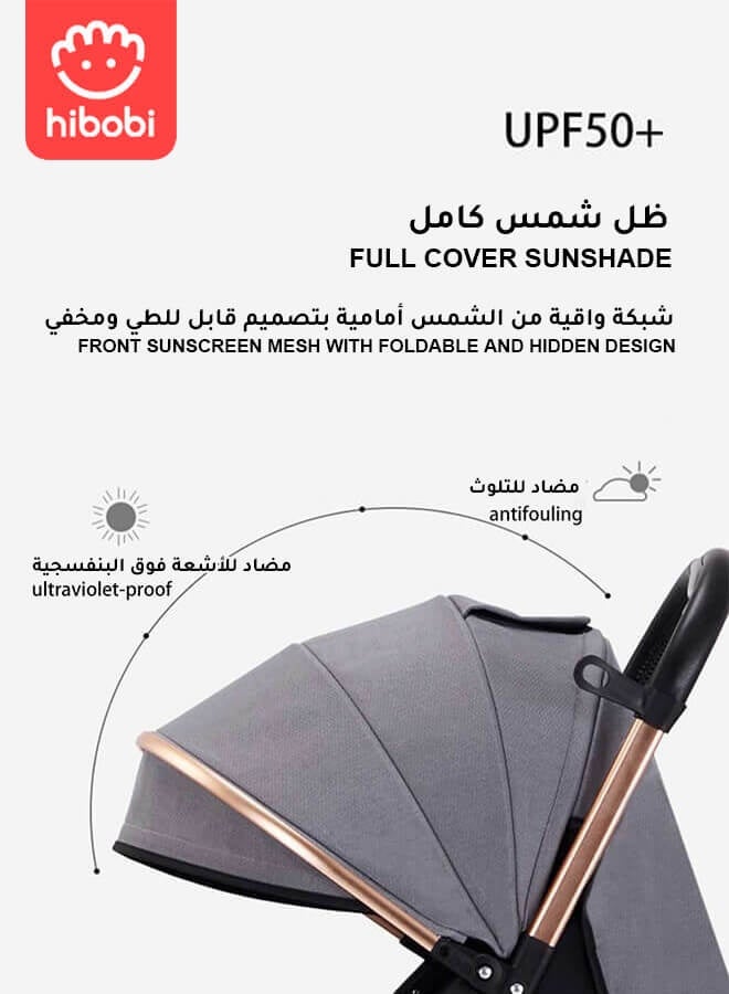 hibobi Portable Foldable Luxury Multi-Function Baby Stroller Reversible Handle Anti-Shock Springs - Image 4