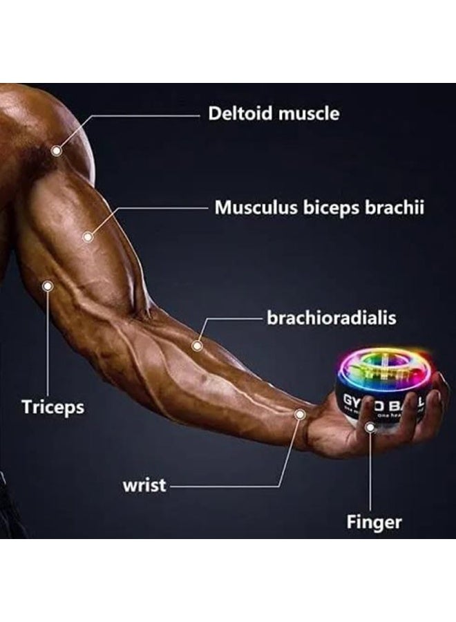 JZS Auto-Start Wrist Power Gyro Ball, Wrist Strengthener and Forearm Exerciser for Stronger Arm Fingers Wrist Bones with LED Lights - Image 4