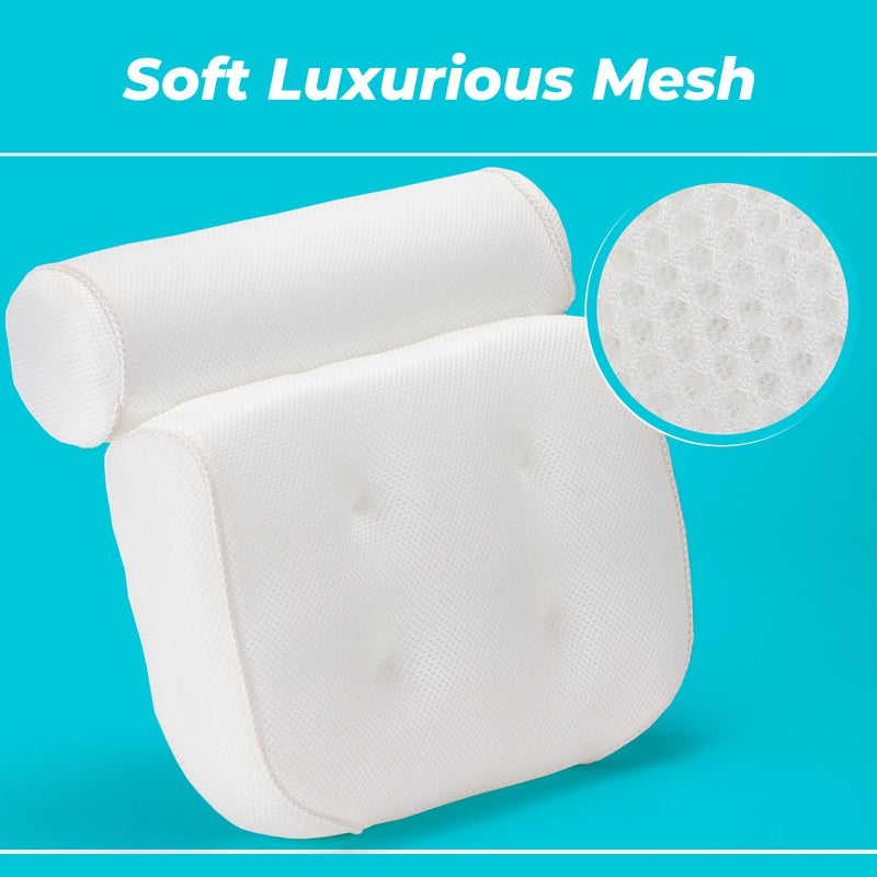 BASIC CONCEPTS BASIC CONCEPTS Bathtub Pillow for Neck and Back Support with Drying Hook, Bathtub Pillow Machine Headrest for Soaking & Straight Back Tubs - Bath Accessories, Machine Washable, 6 Suction Cups  - Image 4