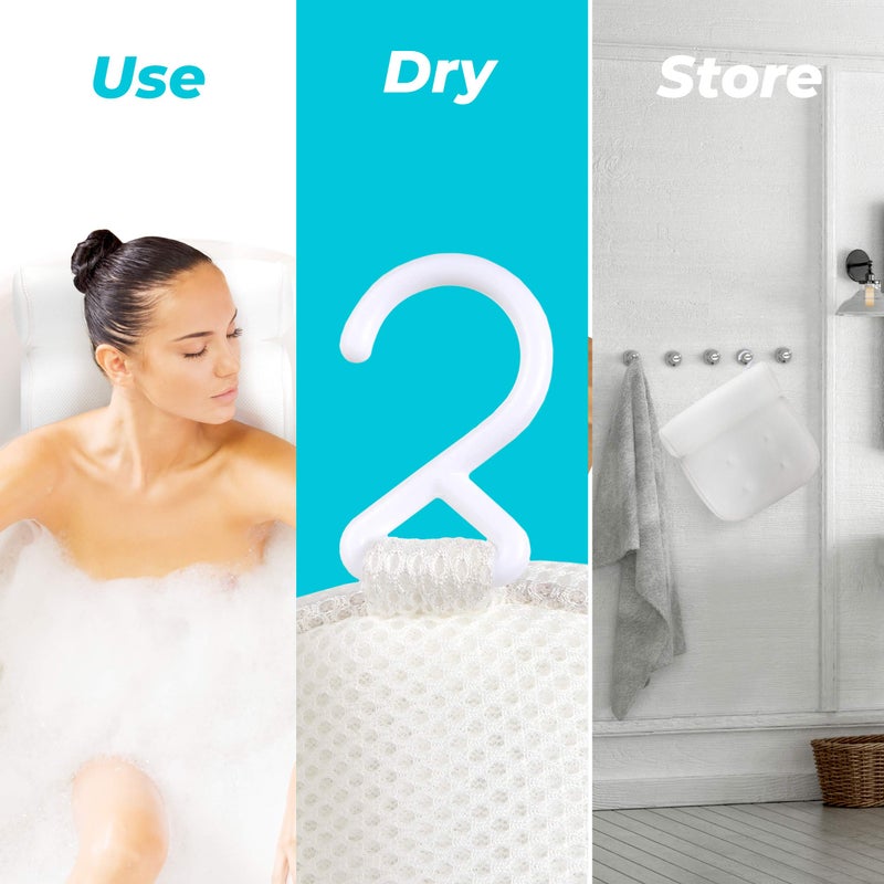 BASIC CONCEPTS BASIC CONCEPTS Bathtub Pillow for Neck and Back Support with Drying Hook, Bathtub Pillow Machine Headrest for Soaking & Straight Back Tubs - Bath Accessories, Machine Washable, 6 Suction Cups  - Image 5