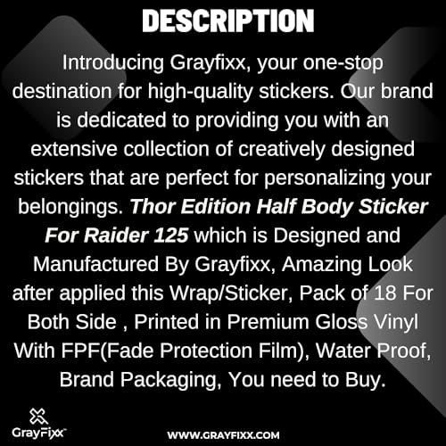 Grayfixx Thor Edition Half Body Sticker for Raider 125 | Printed in Premium Vinyl with FPF(Fade Protection Film), Precut Sticker, Water Proof, Pack of 1 for Both Side-Self-Adhesive - Image 4