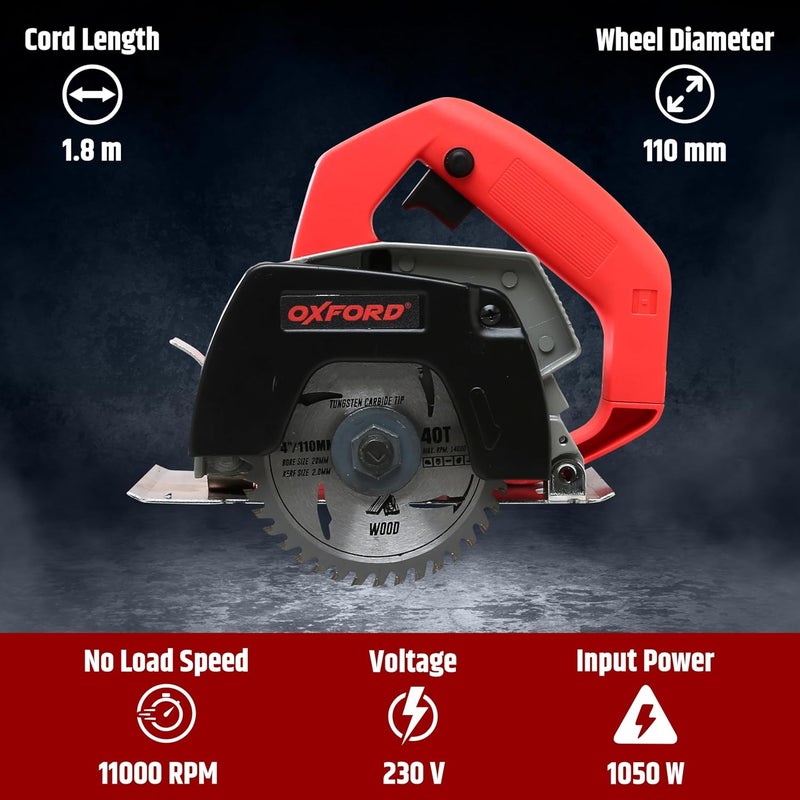 Tomahawk قاطع رخام أوكسفورد 1050 واط 4"/110 مم - آلة قطع متعددة الاستخدامات للرخام والجرانيت والخشب والحجر، عمق القطع الأقصى قابل للتعديل 34 مم. - Image 4
