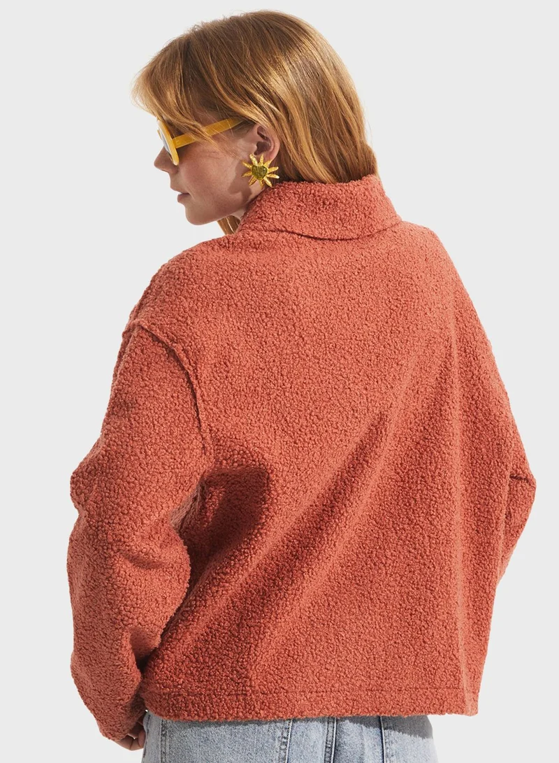 JUNE Button Detail Textured Jacket
