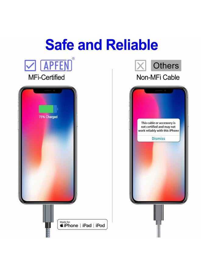 iPhone 12 Charger Cable [6ft MFi Certified] Ultra-Strong Nylon Braided Charging Syncing Cord iPhone 12 Pro Max / 12/11 Pro/X/XS/XR / 8 Plus/AirPods Pro, Supports Power Delivery (Gray)