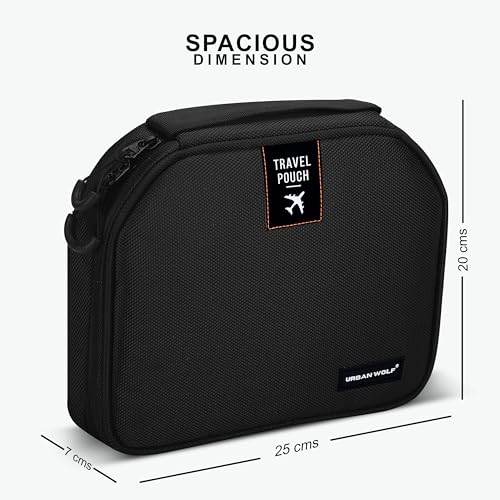 URBAN WOLF Polyester Travel Pouch Large Capacity, Water-Resistant Travel Toiletry Organizer with Multiple Pockets & Hanging Hook Makeup Organizer with Mesh Pockets Travel Kit for Unisex (Black) - Image 2