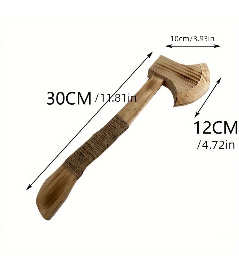 Wooden Axe With Twine Heavy Duty Viking Warrior Replica For Stage Performances And Themed Events Durable Display Model - Image 2