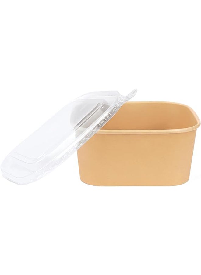 Khaleej Pack Kraft Salad Bowl with Lid [1400ml - 48oz, Pack of 10], Disposable Bowls with Lids,100% Eco-friendly, Biodegradable, Microwave Safe, Heavy Duty, Takeaway Container for Party, Dessert - Image 4