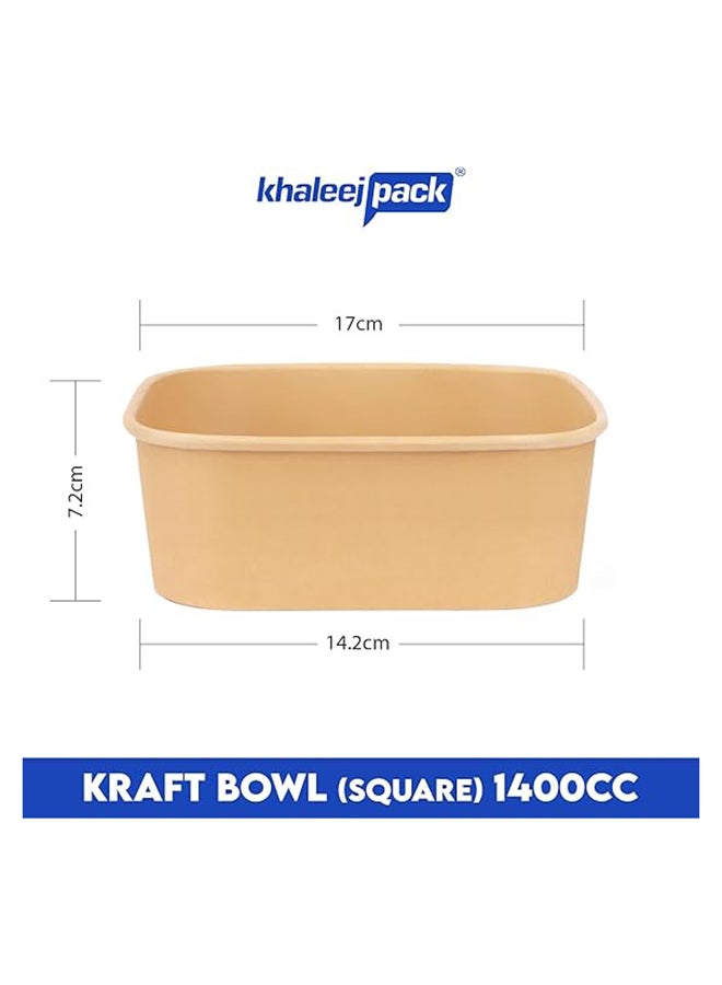 Khaleej Pack Kraft Salad Bowl with Lid [1400ml - 48oz, Pack of 10], Disposable Bowls with Lids,100% Eco-friendly, Biodegradable, Microwave Safe, Heavy Duty, Takeaway Container for Party, Dessert - Image 2