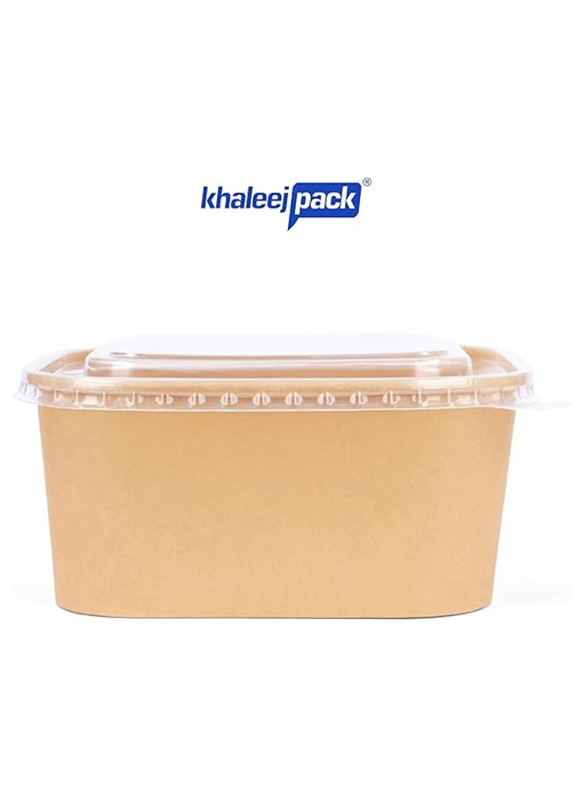 Khaleej Pack Kraft Salad Bowl with Lid [1400ml - 48oz, Pack of 10], Disposable Bowls with Lids,100% Eco-friendly, Biodegradable, Microwave Safe, Heavy Duty, Takeaway Container for Party, Dessert - Image 3