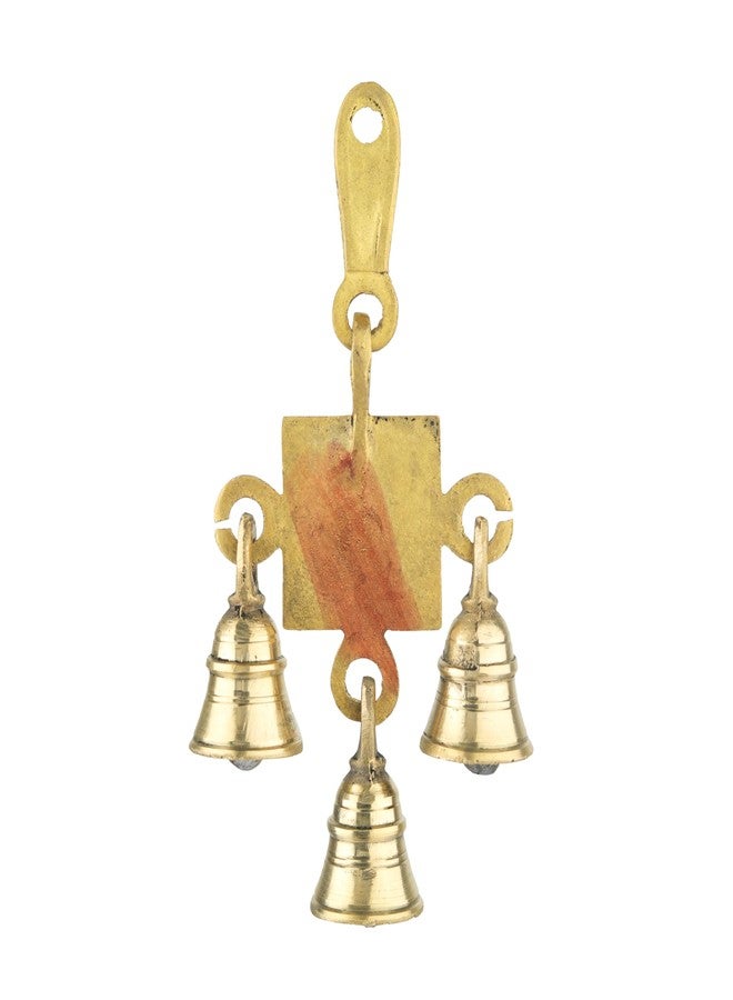 Aditri Creation 3 Bells Brass Decorative OM Hanging Hindu Statue for Home Temple Use Statue Idol Figure with Unique for Door Wall Home Indian Traditional Festival New year Gifts Decorations Housewarming(Size:-6"X3") - Image 4