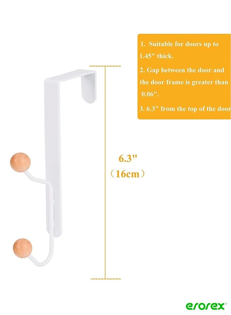 erorex Over The Door Double Hanger Hooks Sturdy Metal Over Door Wooden Hooks Holds Over The Door Hooks For Kitchen Bathrooms Drawers Wardrobe Doors Living Room 4 Packs - Image 2