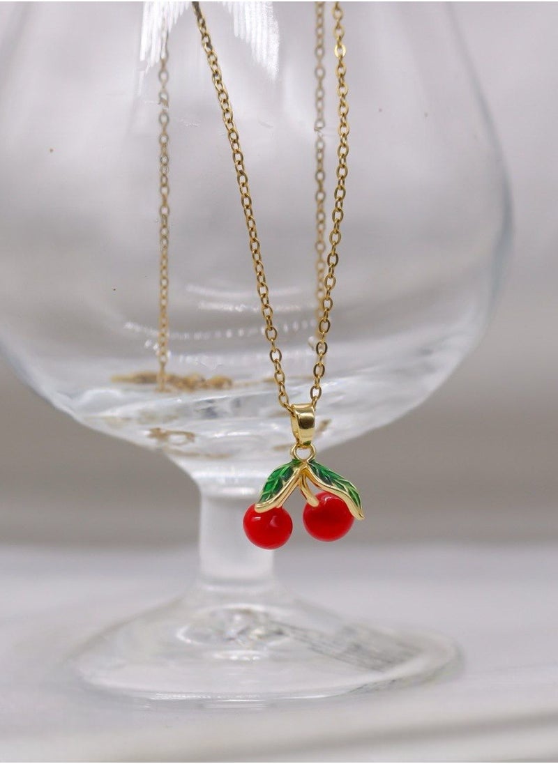 MANIKAN Necklace for Women Minimalist Cherry Layer Pendant Cute Fruit-Inspired Romantic & Elegant Gift  - Image 1