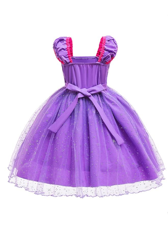 ISank Princess Dress Costume for Little Girl Baby Shining Birthday Dress with Crown and Wand  - Image 2