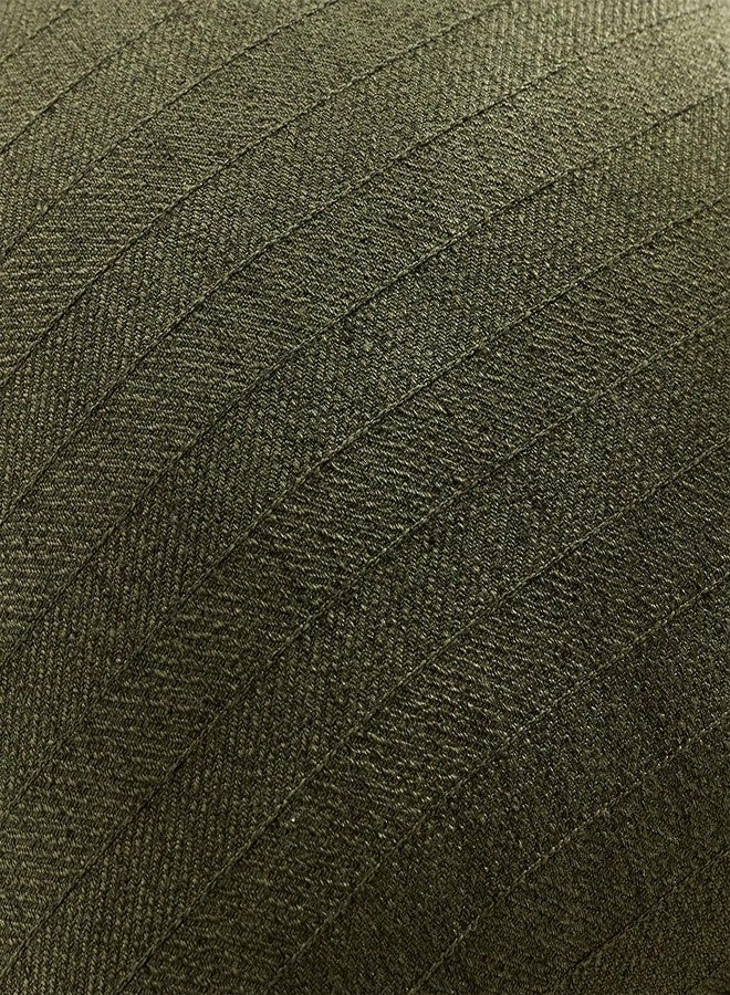 DEZENE 18x18 Linen Pillow Covers Olive Green Pack of 2 Farmhouse Boho Neutral Accents Striped Textured Square Decorative Throw Pillow Cases for Living Room Couch Bed Home Decor - Image 2