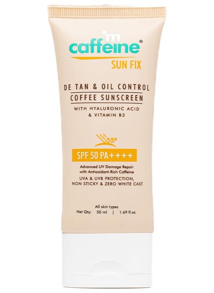 MCaffeine D tan and Oil Control Sunscreen SPF 50 for Men & Women 50ml  - Image 1