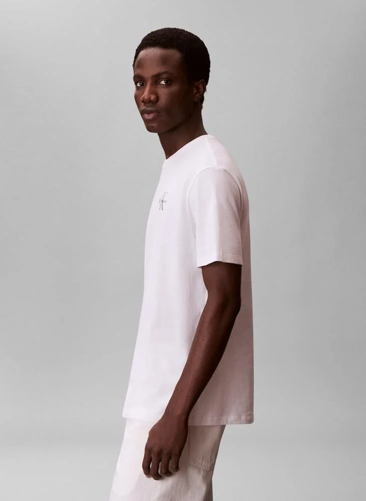 Calvin Klein Jeans Bright White Classic Micro Monologo T-Shirt for Men | Best Price UAE