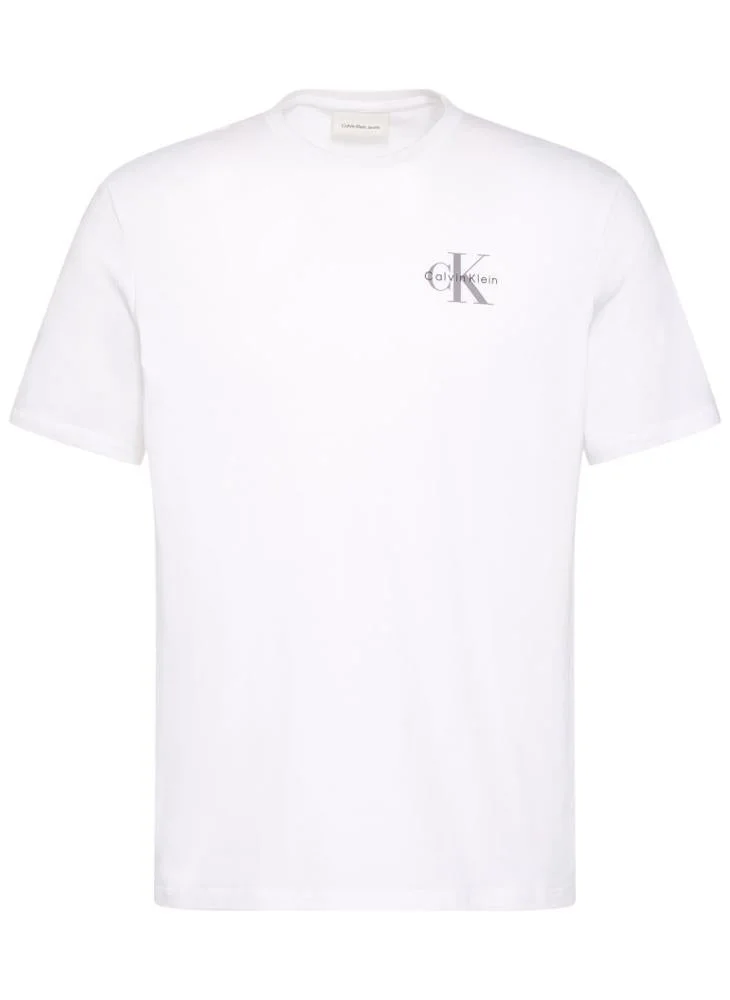 Calvin Klein Jeans Bright White Classic Micro Monologo T-Shirt for Men | Best Price UAE