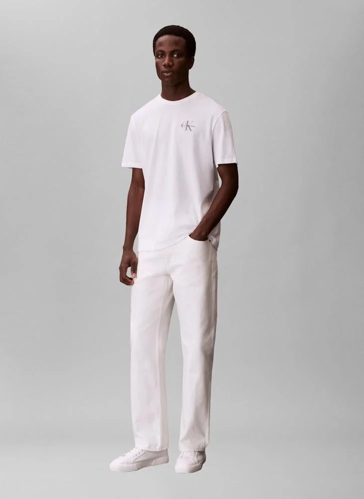 Calvin Klein Jeans Bright White Classic Micro Monologo T-Shirt for Men | Best Price UAE