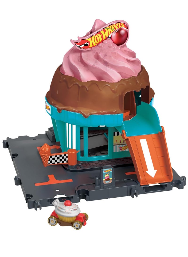 Hot Wheels HotWheels City Downtown Ice Cream Swirl Playset  - Image 1